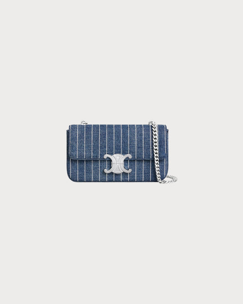CELINE Chain Shoulder Bag Claude Striped Denim(Denim Blue)