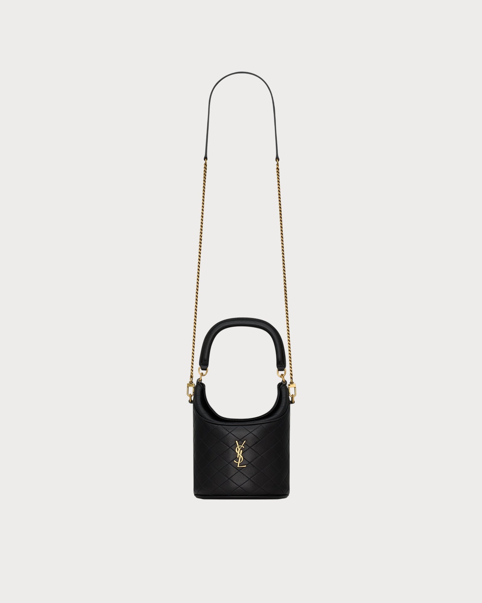 YSL SAINT LAURENT Gaby Bucket Bag Lambskin(Black) | LONDONKELLY