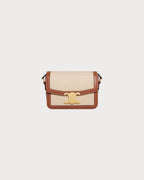 CELINE Textile Triomphe Bag Textile & Calfskin(Teen/Natural)