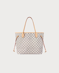 LOUIS VUITTON Neverfull Tote Bag White Damier Azur Canvas(MM/2 Colors)