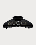 GUCCI 'GUCCI' Hair Clip with Crystals | 古驰 发夹 (Black)