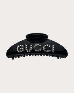 GUCCI 'GUCCI' Hair Clip with Crystals | 古驰 发夹 (Black)