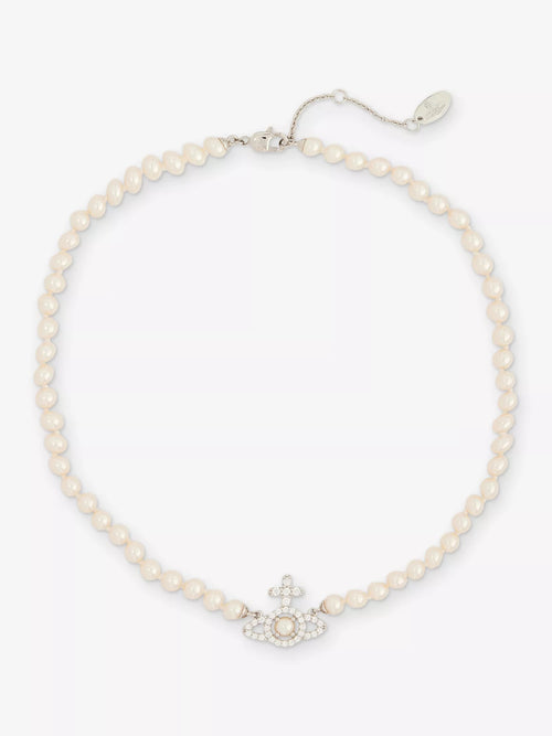 VIVIENNE WESTWOOD Olympia Pearl Brass Necklace | 西太后 頸鏈 (銀色)