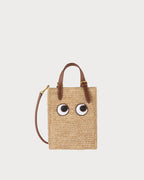 ANYA HINDMARCH N/S Raffia Eyes Mini Cross-body Tote | 安雅·希德玛芝 草编袋 (啡色)