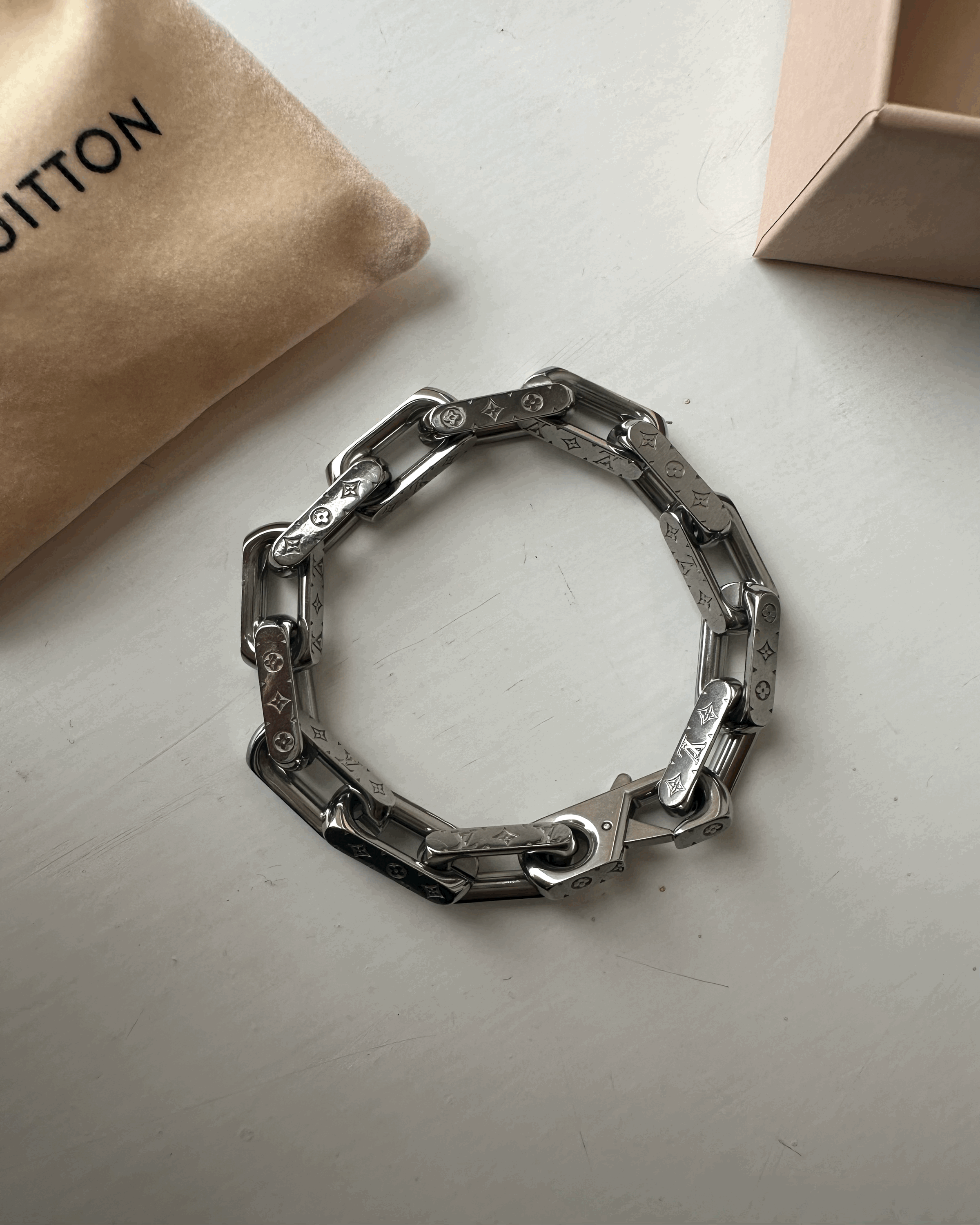 LOUIS VUITTON M00308 Monogram Chain Bracelet(Silver) | LONDONKELLY