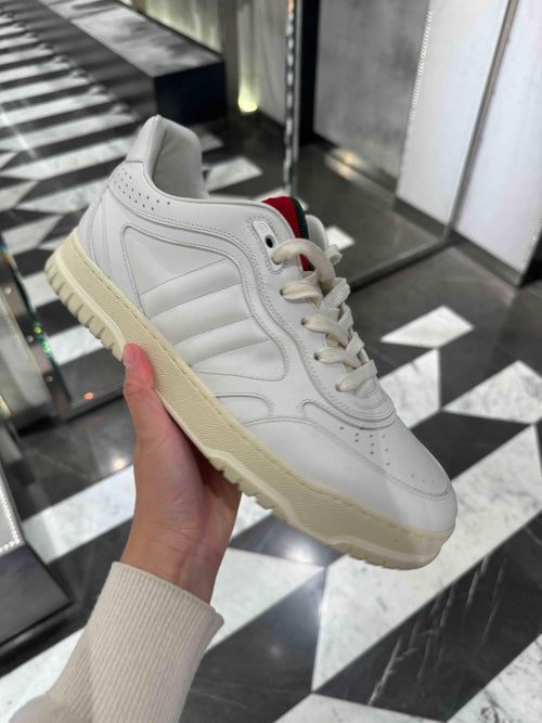 GUCCI Men’s Re-Web Leather Sneaker(Ivory)