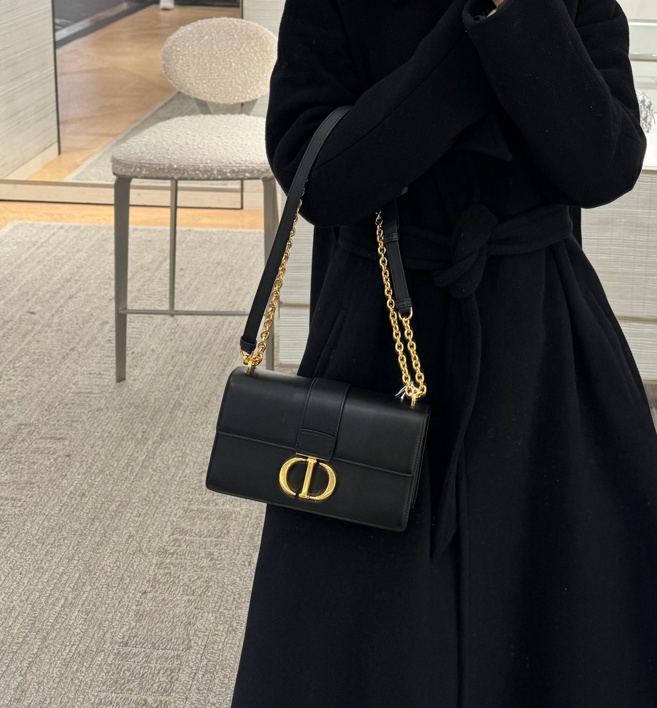 CHRISTIAN DIOR 30 Montaigne East-West Bag with Chain Cowhide 