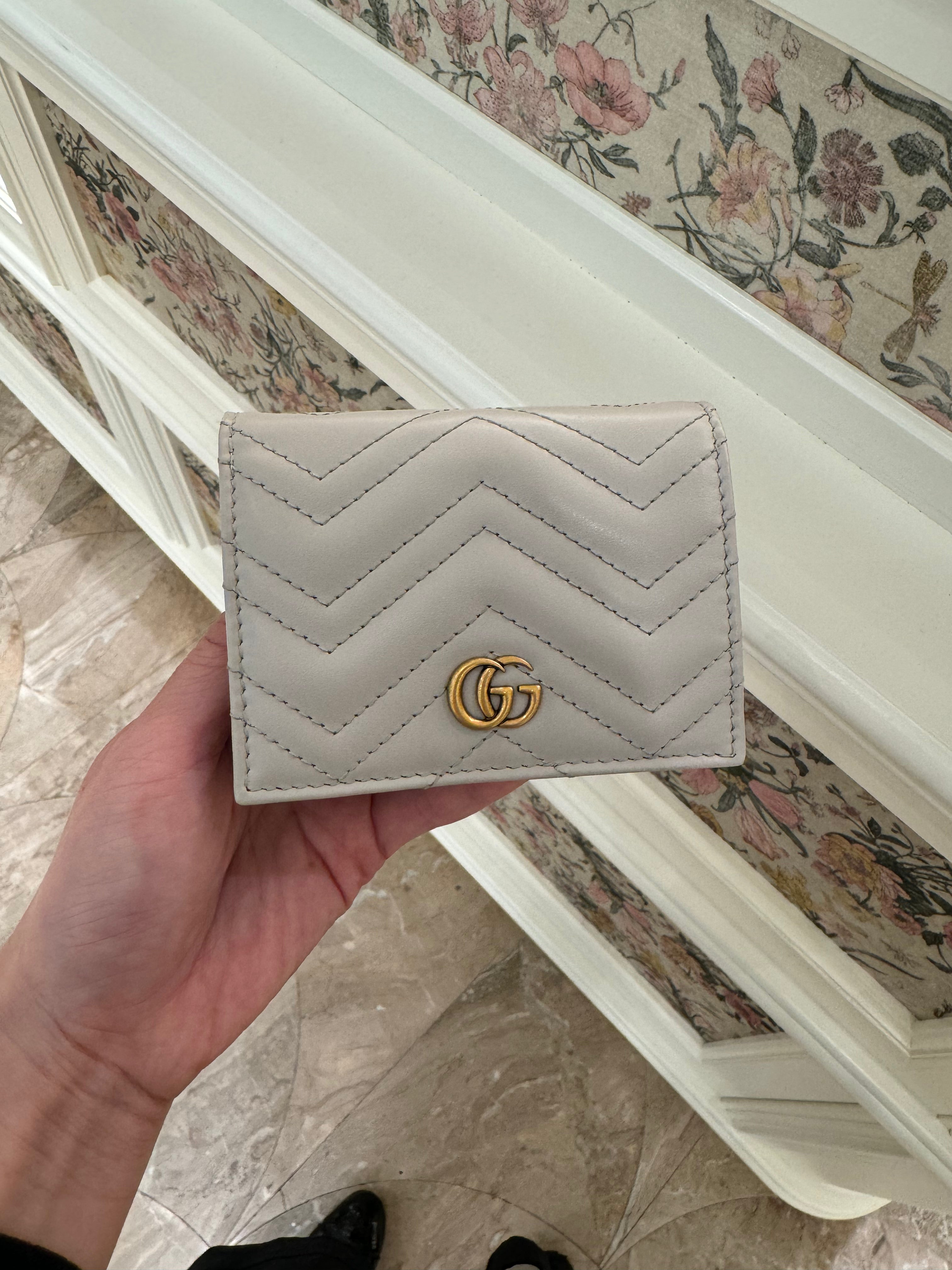 GUCCI GG Marmont Card Case Wallet Matelassé Leather(2 Colors