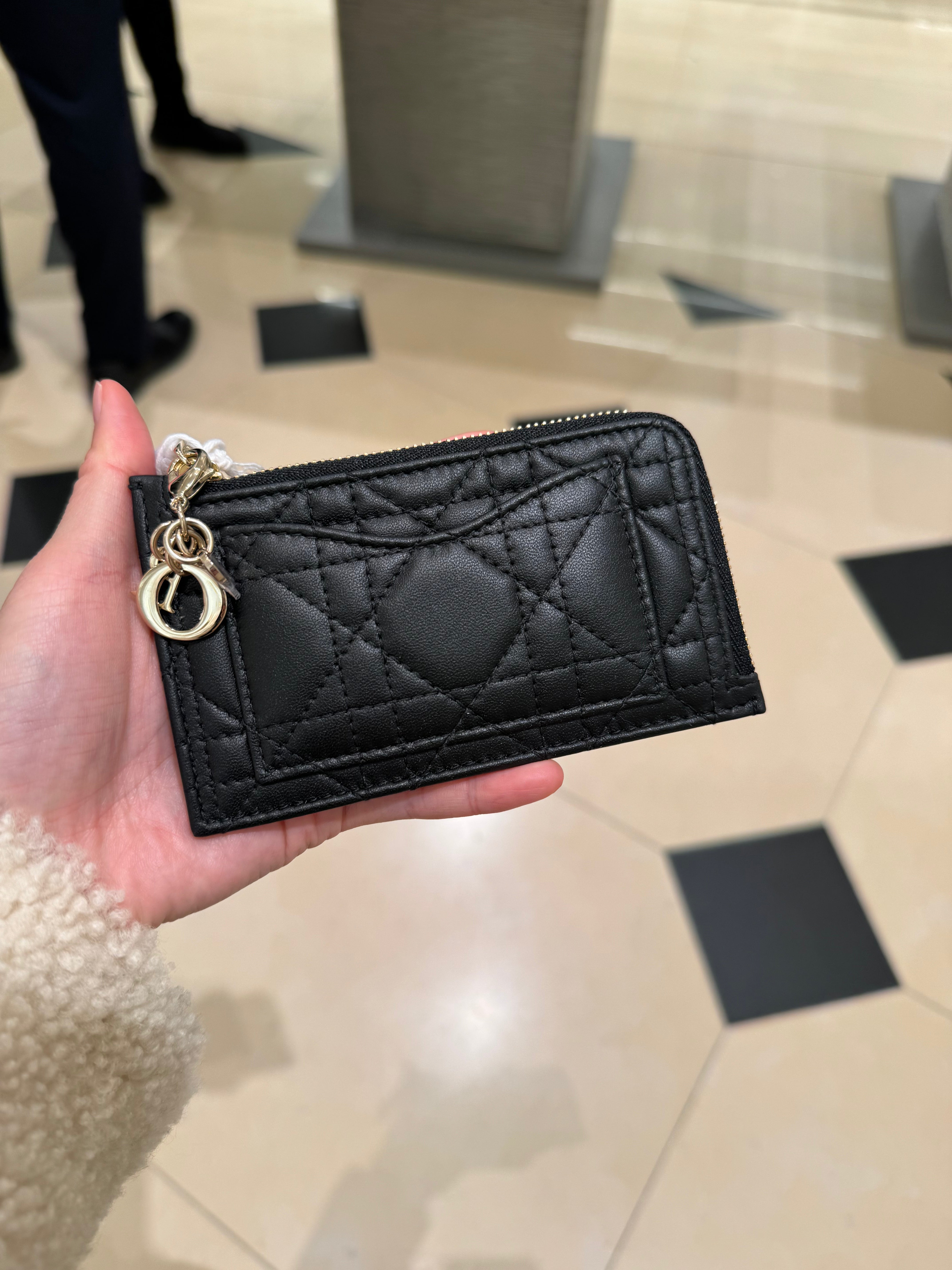 CHRISTIAN DIOR Lady Dior Zipped Card Holder Lambskin(2 Colors