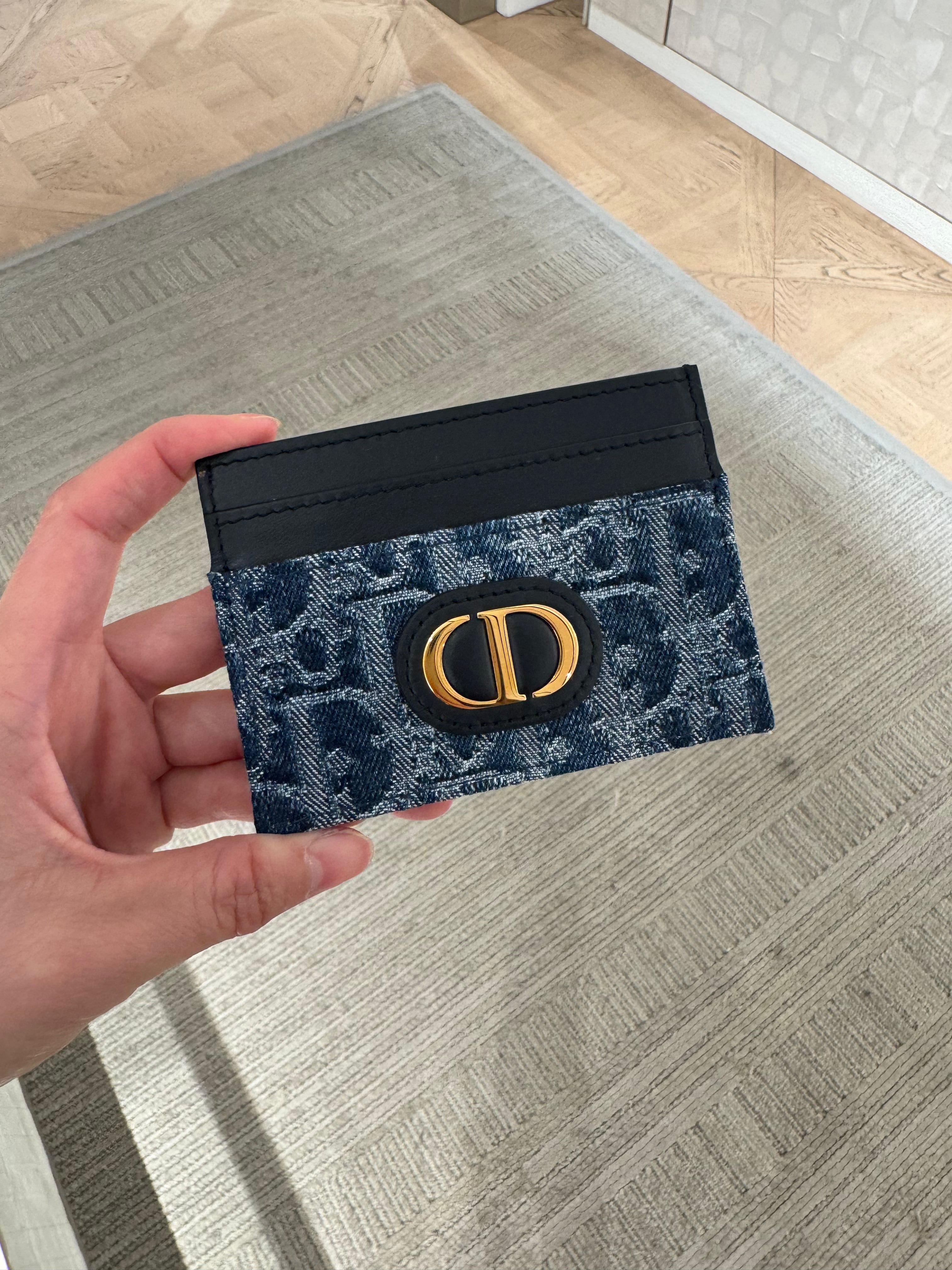 CHRISTIAN DIOR 30 Montaigne Freesia Card Holder Oblique Jacquard