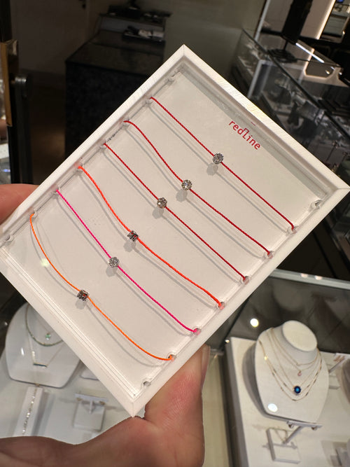 REDLINE White Gold and Diamond Illusion Bracelet | Red rope bracelet (0.05CT/multi-color)