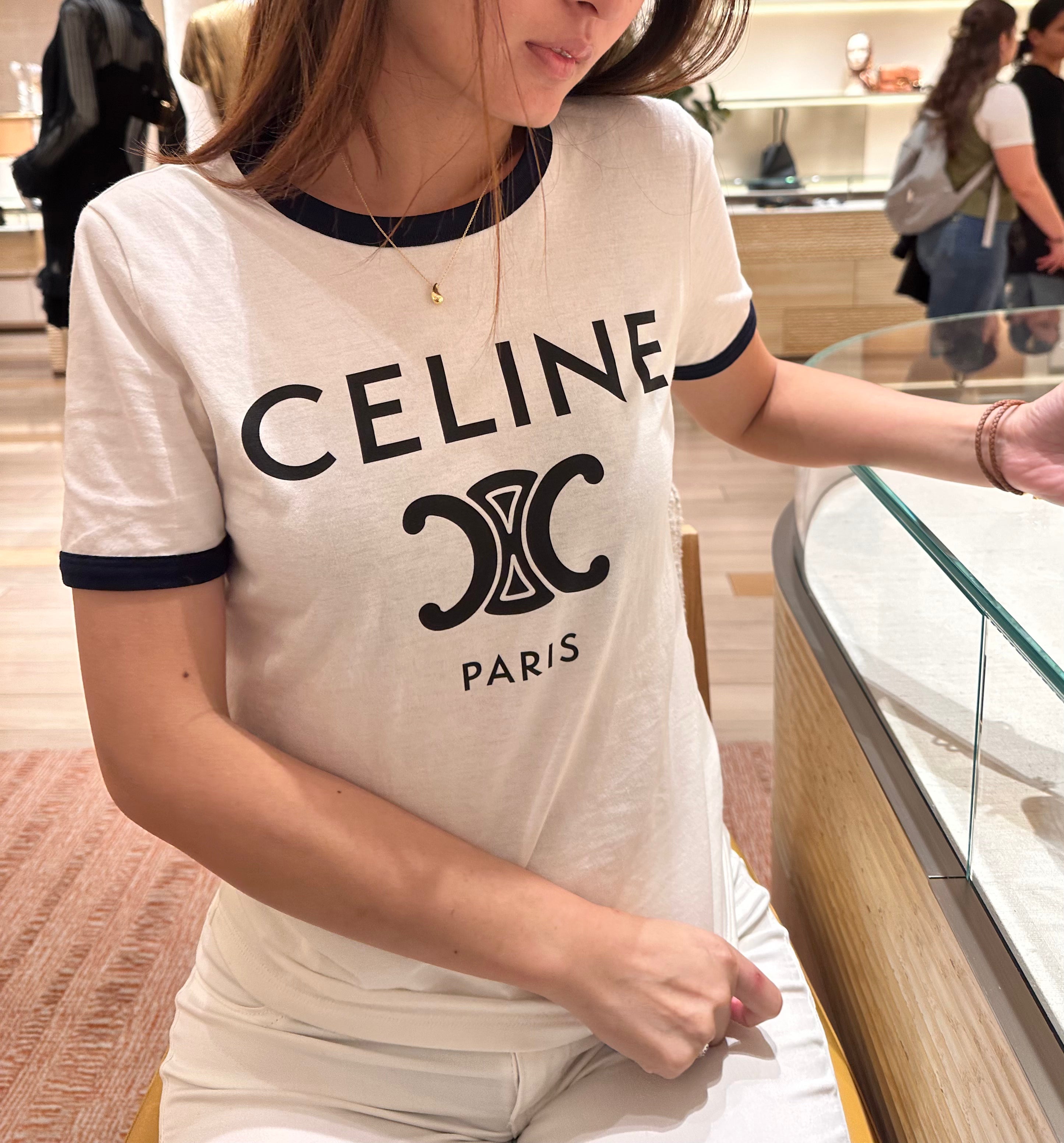 CELINE Cotton Jersey T-Shirt | Celine T-shirt (white