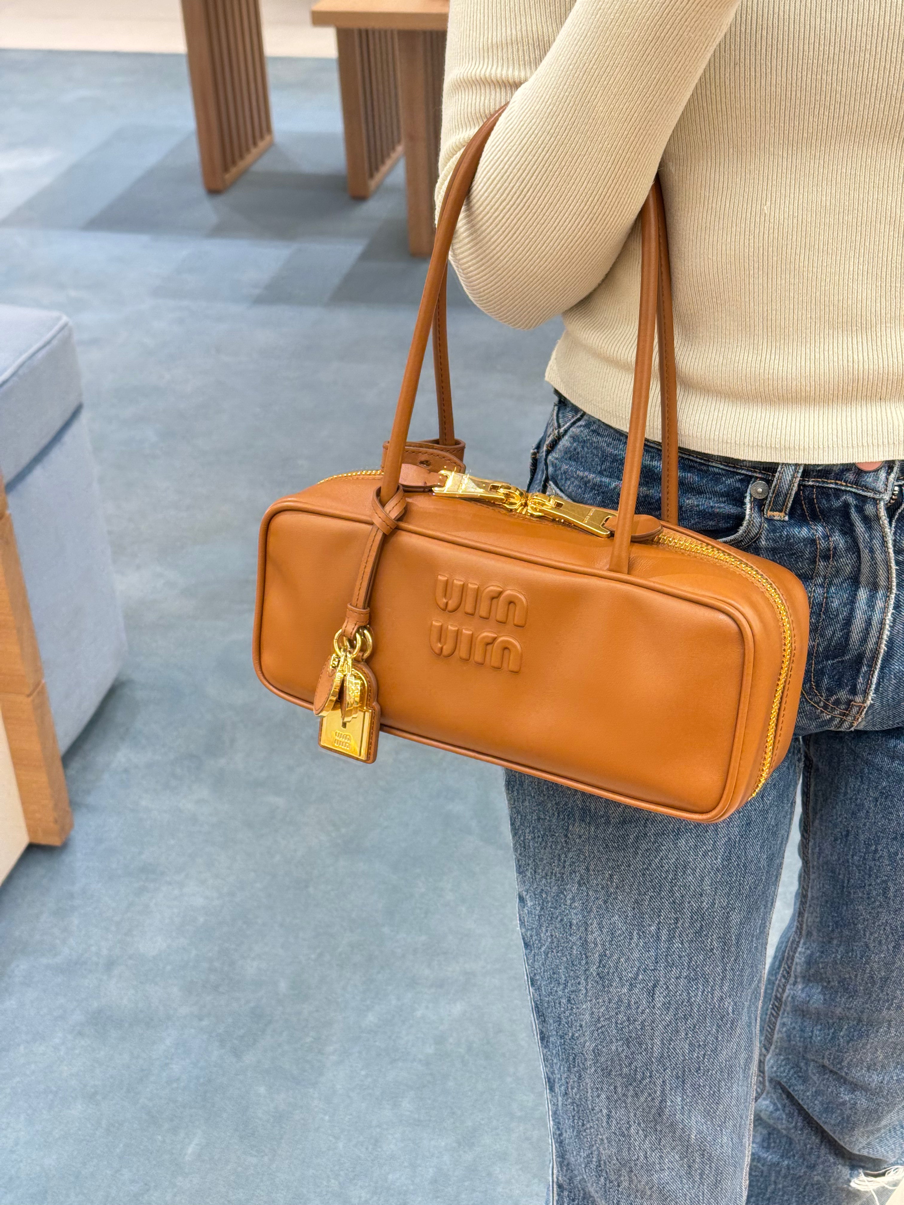 MIU MIU LEATHER MINI BOSTON HAND BAG