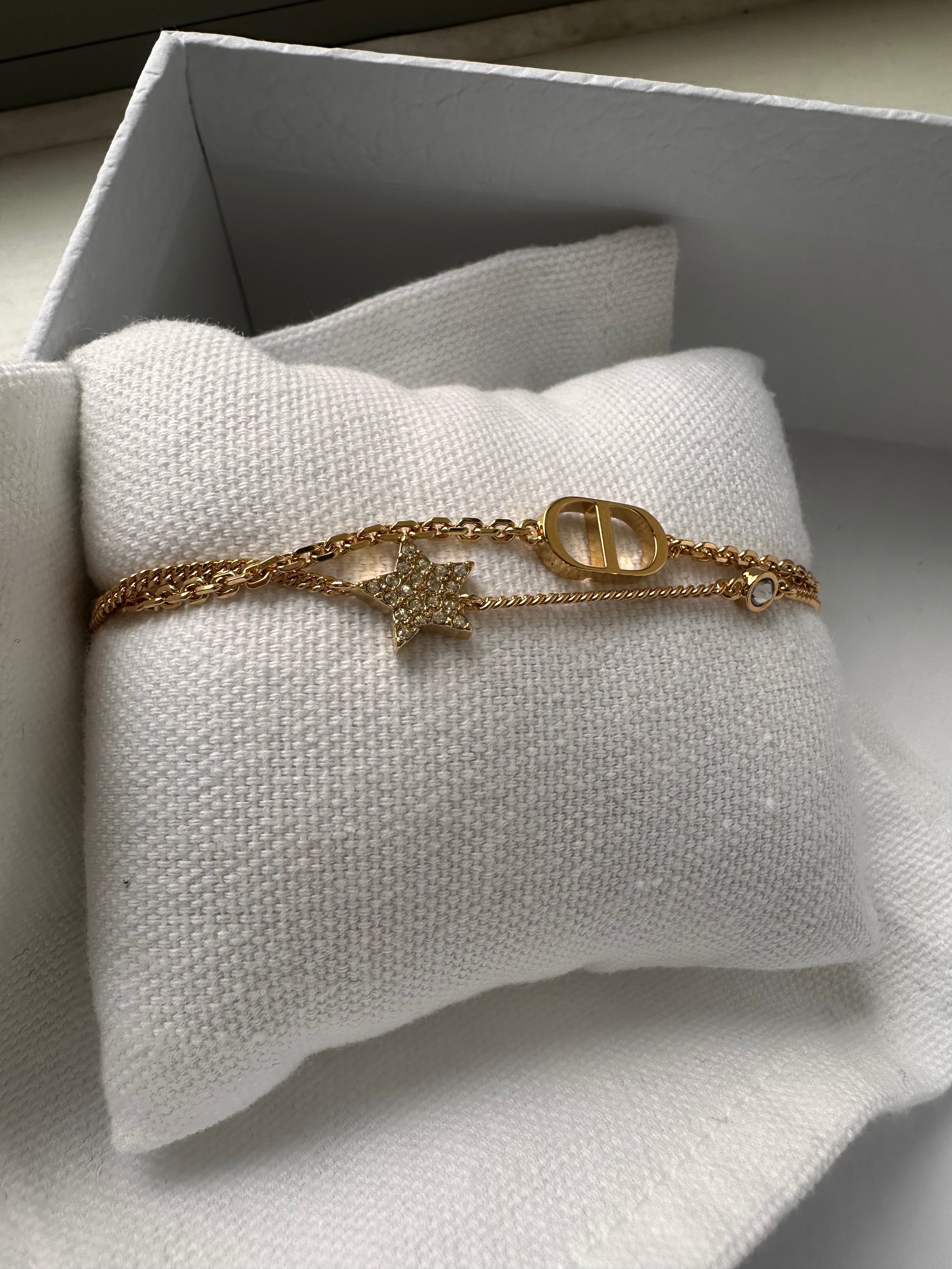 CHRISTIAN DIOR Petit CD Double Bracelet Gold-Finish Metal(2 Colors