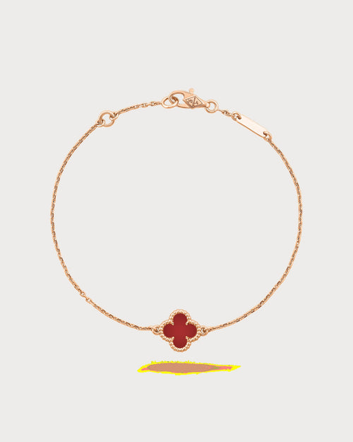 VAN CLEEF & ARPELS Sweet Alhambra Carnelian Bracelet (Rose Gold)