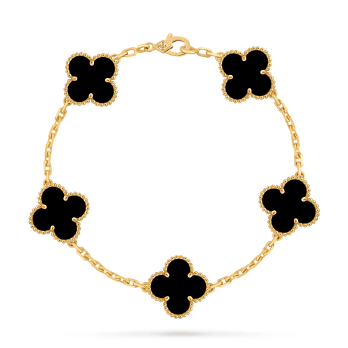 VAN CLEEF & ARPELS Vintage Alhambra Onyx Bracelet | 梵克雅寶 縞瑪瑙手鍊 (黃金)