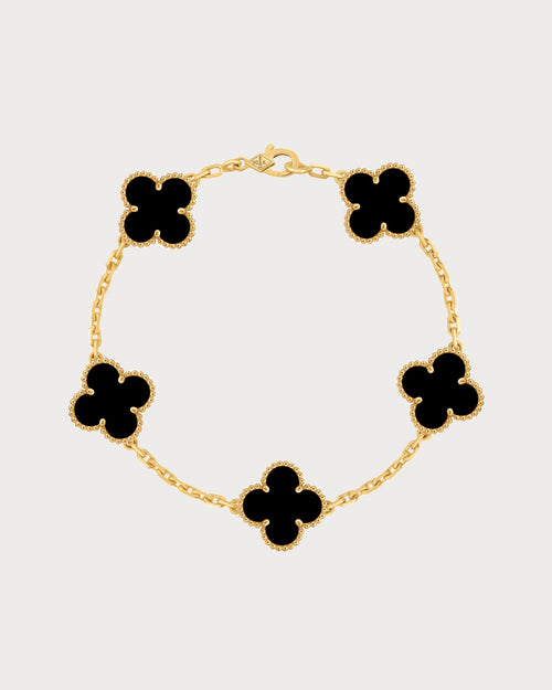 VAN CLEEF & ARPELS Vintage Alhambra Onyx Bracelet | Van Cleef & Arpels Onyx Bracelet (Yellow Gold)