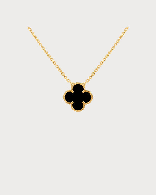 VAN CLEEF & ARPELS Vintage Alhambra Onyx Pendant (Yellow Gold)