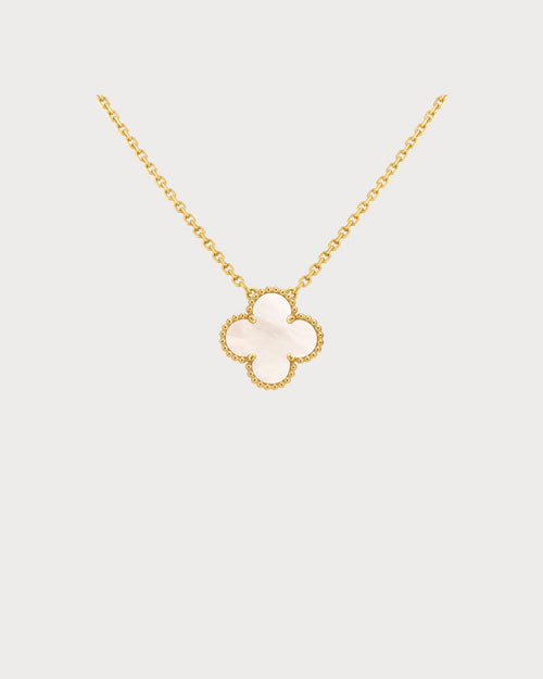 VAN CLEEF & ARPELS Vintage Alhambra White Pendant | Van Cleef & Arpels White Pendant (Yellow Gold)