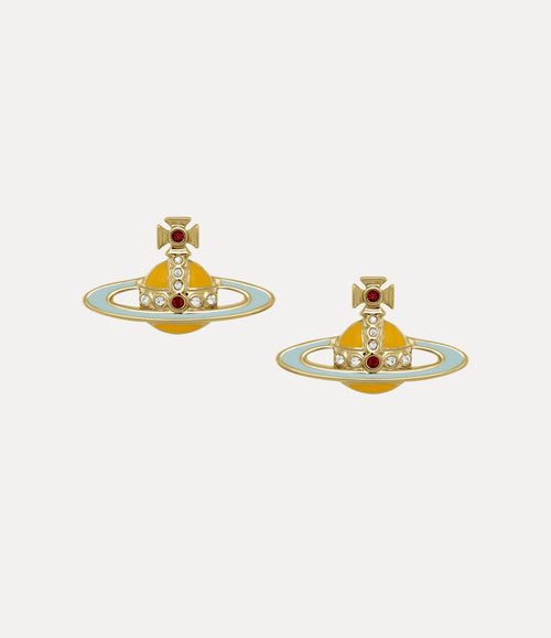 VIVIENNE WESTWOOD Small Neo Bas Relief Mustard Earrings | Small Neo Embossed Mustard Yellow Earrings (Gold)