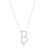 PERSEE White Gold and Diamond Alphabet B Necklace | 白金鑽石字母頸鏈 (白金款)
