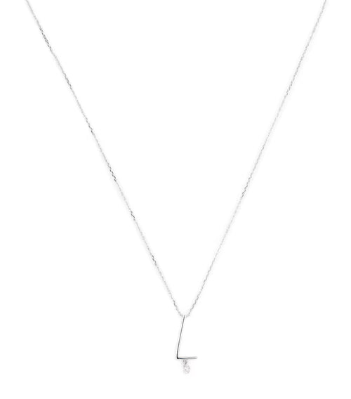PERSEE White Gold and Diamond Alphabet L Necklace | 白金鑽石字母項鍊 (白金)