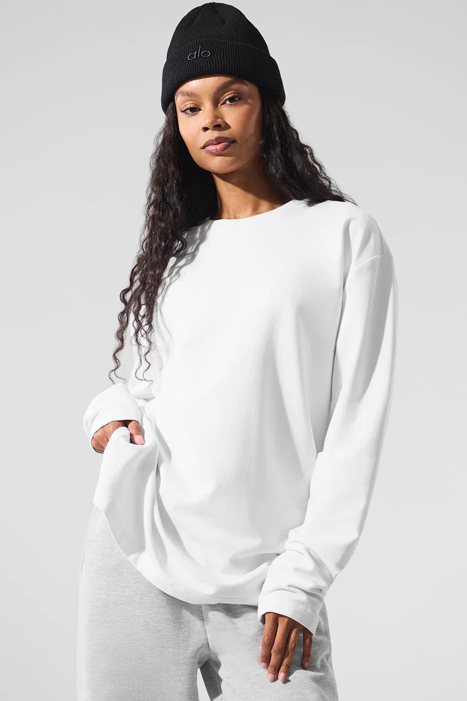 ALO YOGA Double Take Long Sleeve Crew Nylon(White) | LONDONKELLY