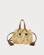 ANYA HINDMARCH Shag Raffia Eyes Small Drawstring Cross - body Tote | 安雅·希德玛芝 Shag 草编眼睛小型束口斜背托特包(天然色) - LondonKelly 英国名牌代购