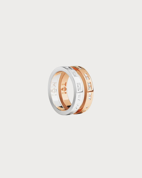 APM MONACO A22763OXP TOI MOI Morse Code Rings | 摩斯密码戒指 (银色与玫瑰金) - LondonKelly 英国名牌代购