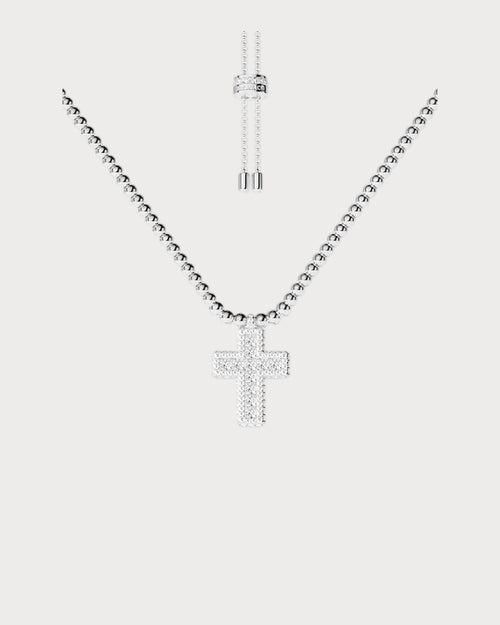APM MONACO AC7152OX Pave Cross Adjustable Necklace with Beads | 鋪鑽十字配珠可調式頸鏈 (多色) - LondonKelly 英國名牌代購