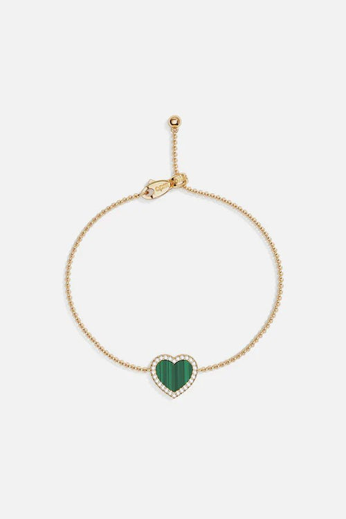 APM MONACO YB4934XMAL Malachite Heart Adjustable Bracelet | 孔雀石愛心可調手鍊 (金色) - LondonKelly 英國名牌代購