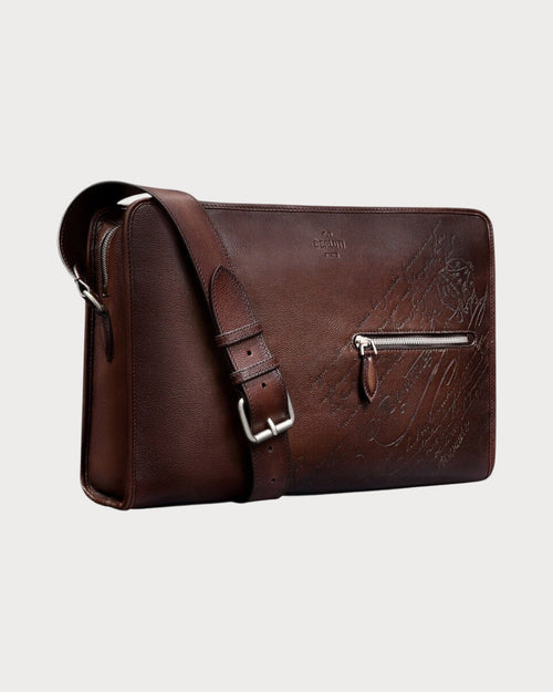 BERLUTI Journalier XL Scritto Leather Messenger | 伯鲁提 男仕手袋 (啡色) - LONDONKELLY 英国名牌代购