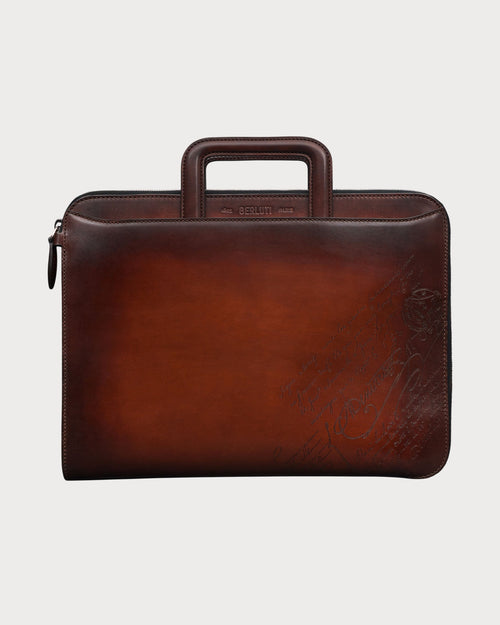BERLUTI Lift II Scritto Leather Briefcase | 伯魯提 公事包 (啡色) - LondonKelly 英國名牌代購