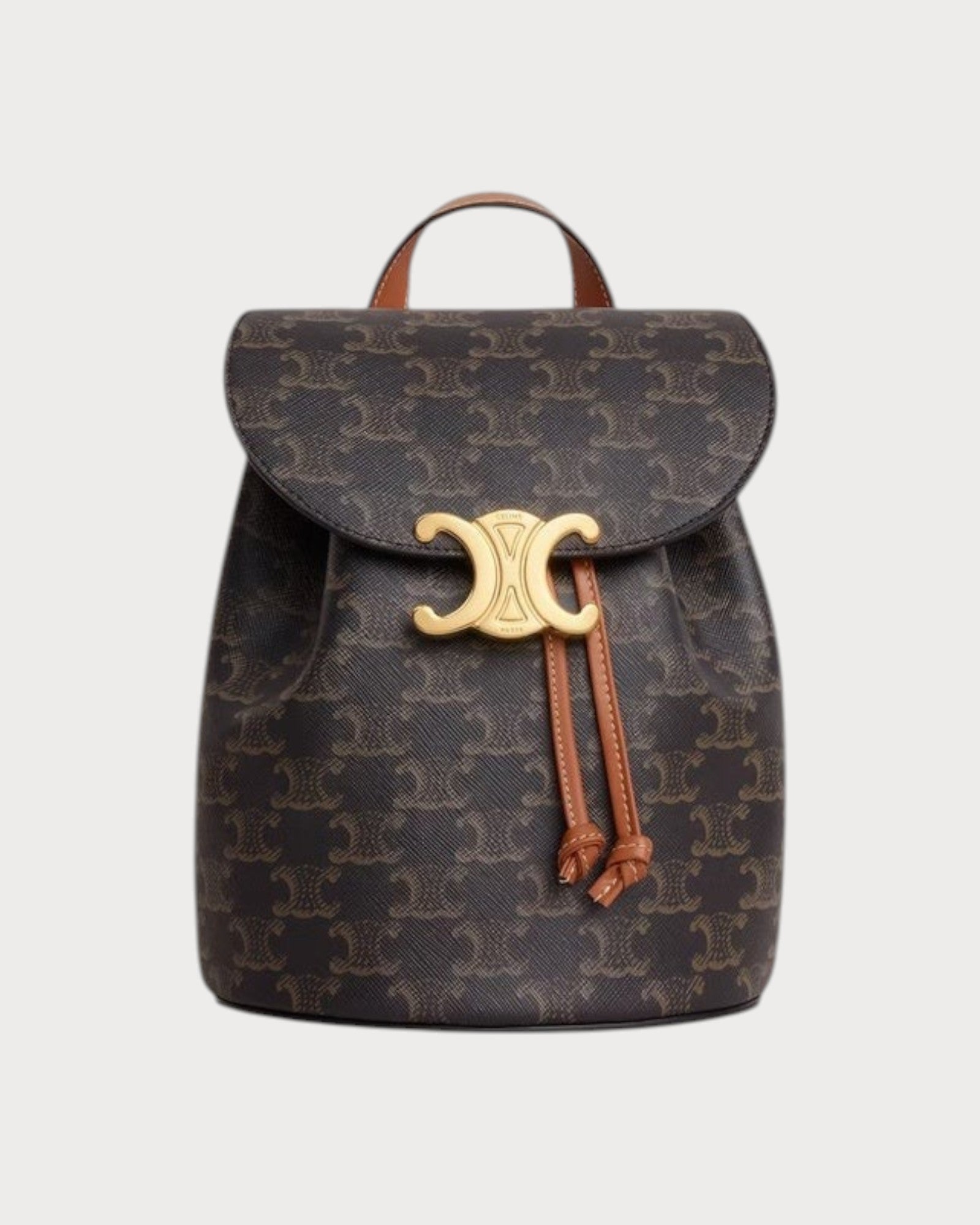 CELINE Backpack Celine Bonnie Triomphe Canvas & Calfskin(Tan
