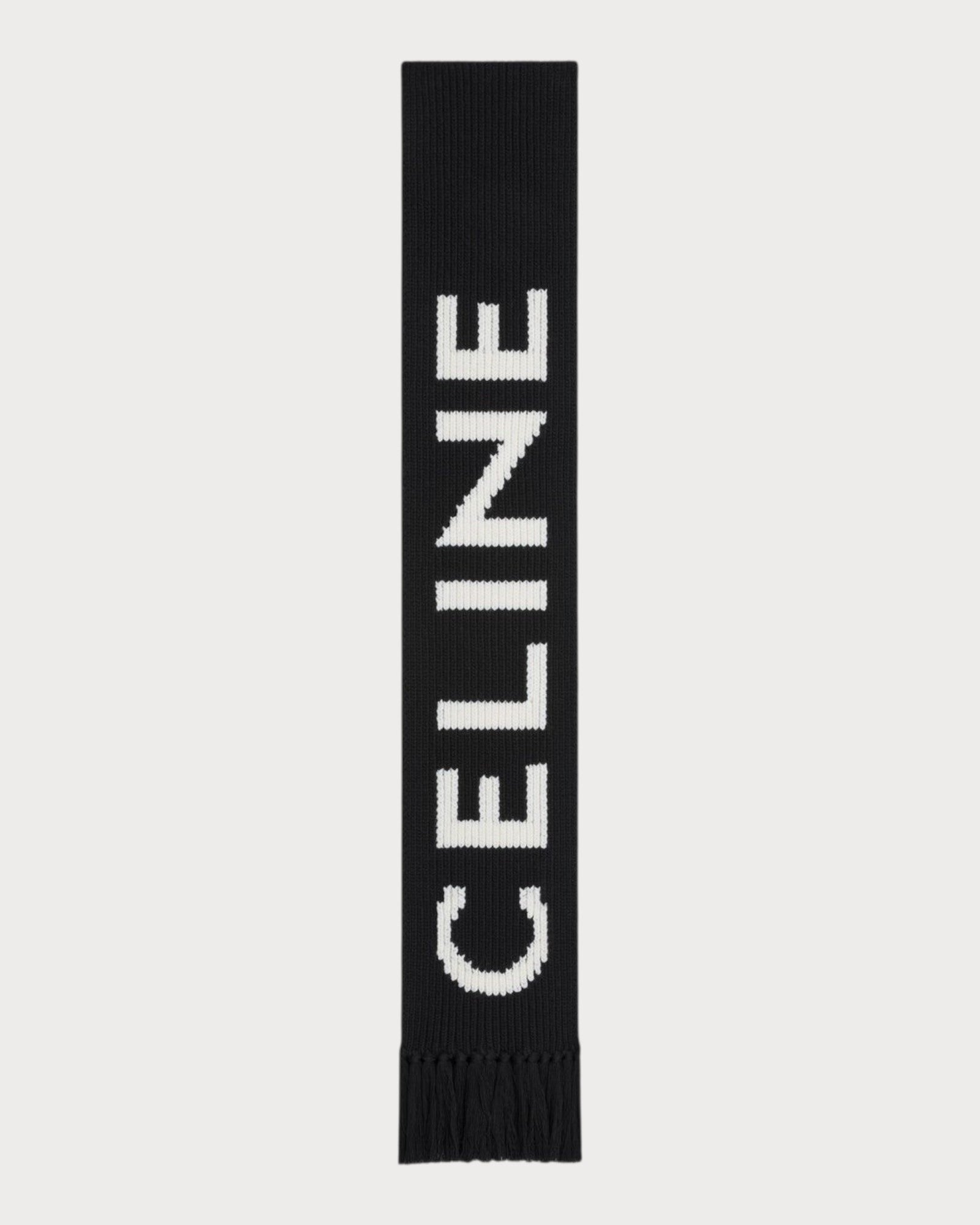 CELINE Fringed Celine Scarf Wool(Black) | LONDONKELLY