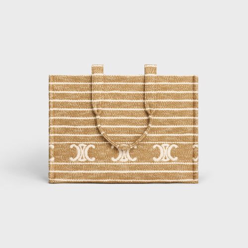 CELINE Large Cabas Thais In Striped Textile | 賽琳 手提袋 (大碼/啡白色) - LondonKelly 英國名牌代購