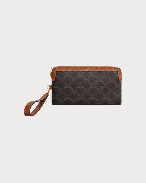 CELINE Long Pouch With Strap In Triomphe Canvas | 賽琳 手袋 (啡色) - LondonKelly 英國名牌代購