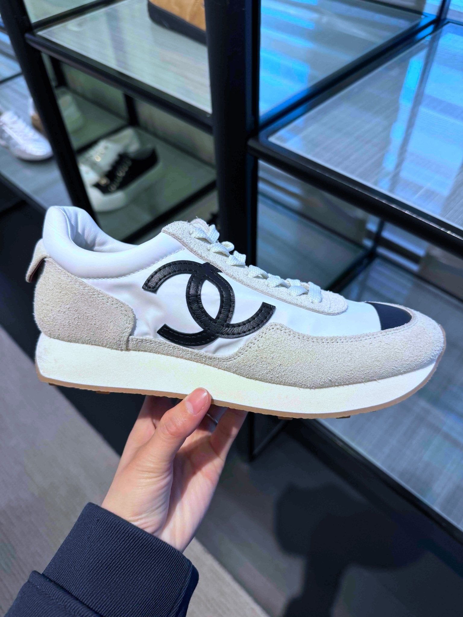 CHANEL G47131 Trainers Fabric & Suede Calfskin(Black & White