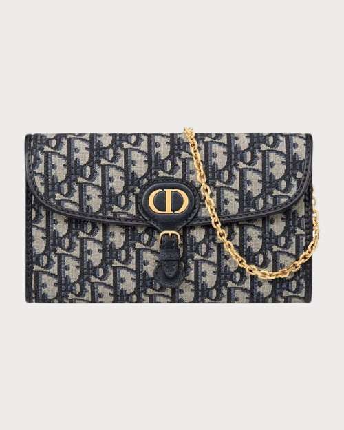 CHRISTIAN DIOR Bobby East - West Pouch with Chain Oblique Jacquard(Blue) - LONDONKELLY 英国名牌代购