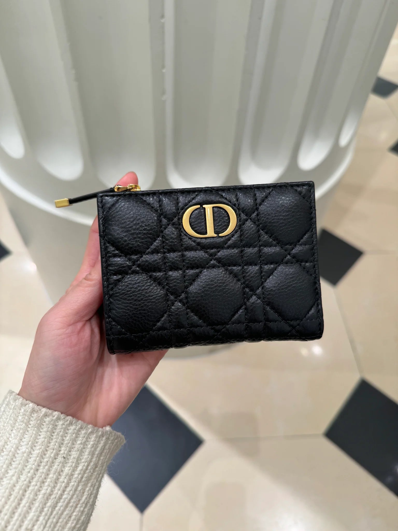 CHRISTIAN DIOR Caro Dahlia Wallet Cowhide Leather(Many