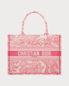 CHRISTIAN DIOR Medium Dior Book Tote Toile de Jouy Mykonos Embroidery | 迪奥 手提袋 (中码/Candy Pink)