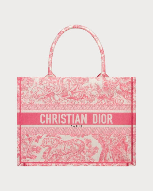 CHRISTIAN DIOR Medium Dior Book Tote Toile de Jouy Mykonos Embroidery | 迪奥 手提袋 (中码/Candy Pink)