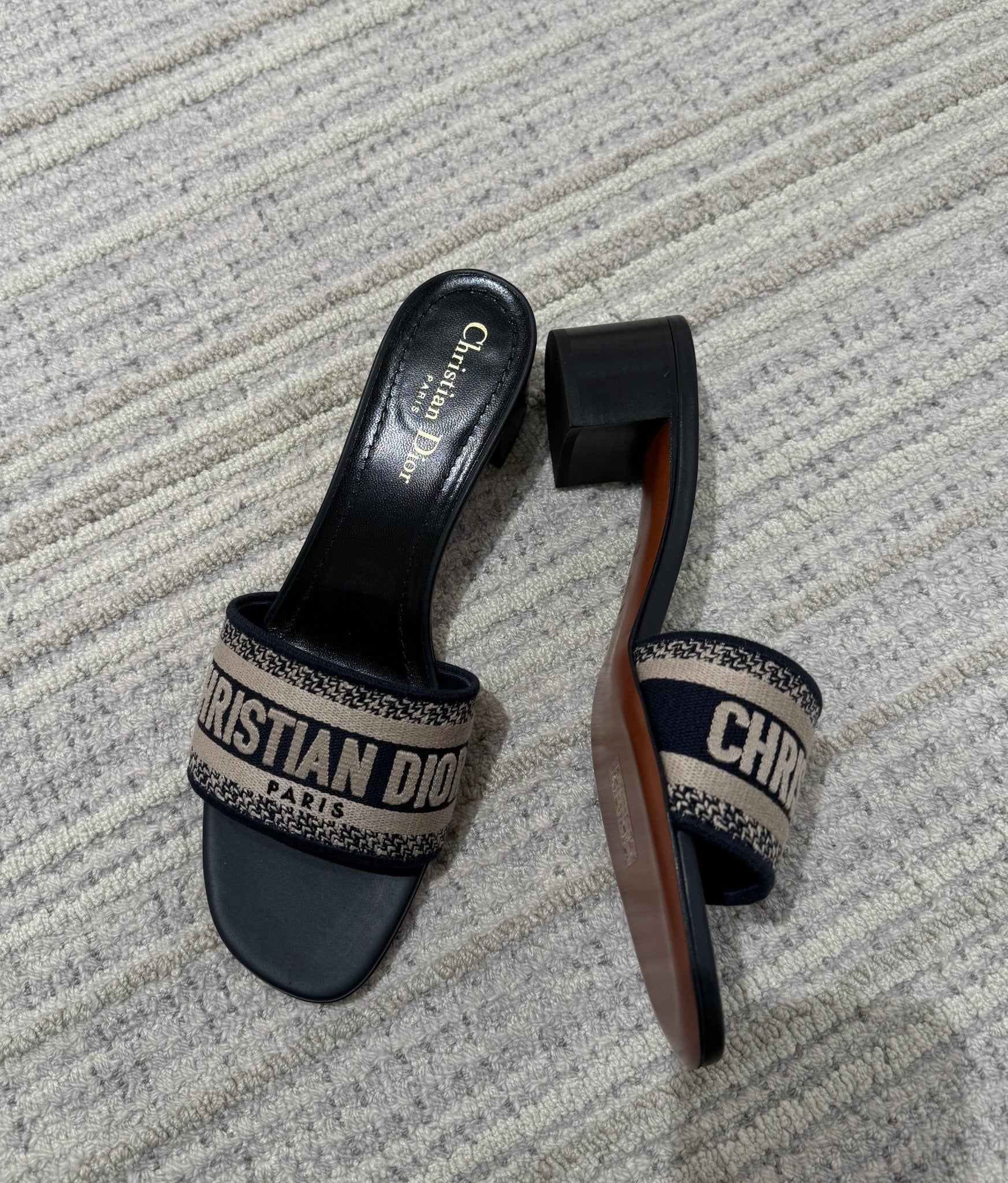 CHRISTIAN DIOR Dway Heels Slide Cotton(Dark Blue) | LONDONKELLY