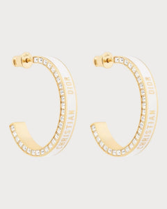 CHRISTIAN DIOR Large Dior Night Code Hoop Earrings Gold - Finish Metal, White Crystals | 迪奥 耳环 (多色) - LONDONKELLY 英国名牌代购