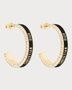 CHRISTIAN DIOR Large Dior Night Code Hoop Earrings Gold - Finish Metal, White Crystals | 迪奥 耳环 (多色) - LONDONKELLY 英国名牌代购