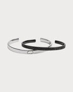 CHRISTIAN DIOR Men's Dior Oblique Bangle Set | 迪奥 手镯 (黑银色) - LONDONKELLY 英国名牌代购