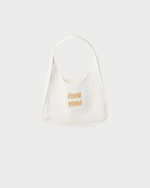 MIU MIU Woven Fabric Hobo Bag | 缪缪 草编袋 (White)