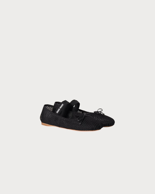 MIU MIU Mesh fabric Ballerinas Nylon(Black)
