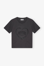 GANNI Black Heavy Cotton Heart T-Shirt | 短袖上衣 (黑色) - LondonKelly 英國名牌代購