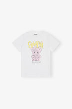 GANNI White Basic Cotton Jersey Teddy Relaxed T-shirt | 短袖熊仔T恤 (白色) - LondonKelly 英國名牌代購
